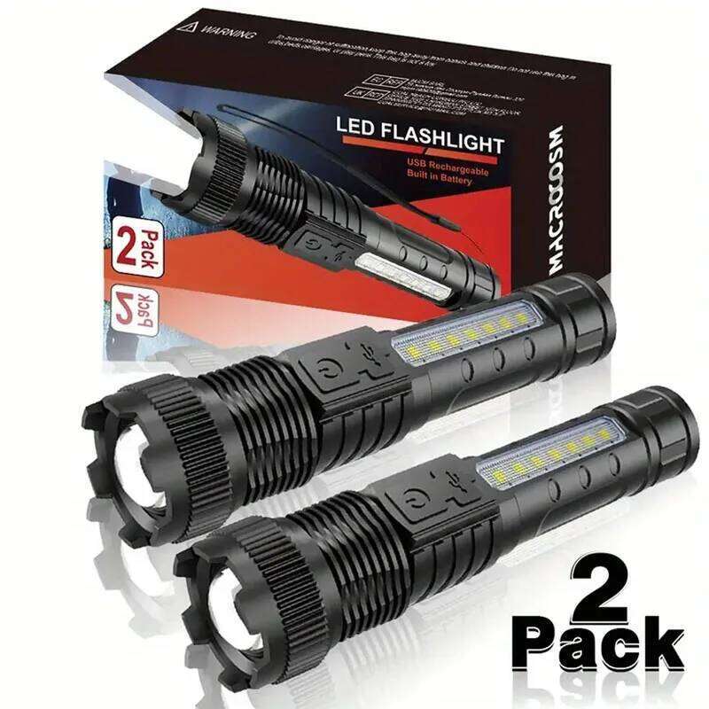 Powerful Flashlights Type-c Rechargeable Torch Light High Zoom LED Flashlight Built-in Battery for Camping Emergency Lamp Z260121