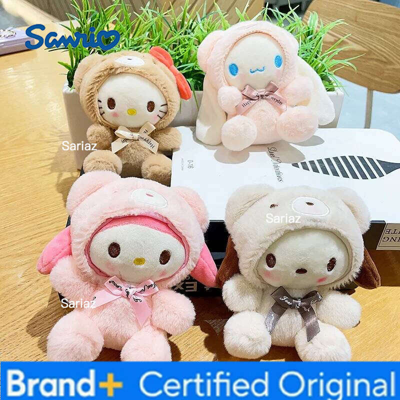 Sanrio 12CM Cute Plush Keychain Children Hello Kitty Pendant Kuromi Cartoon KeyChain Backpack Decoration Gifts for Kids Toy H260121