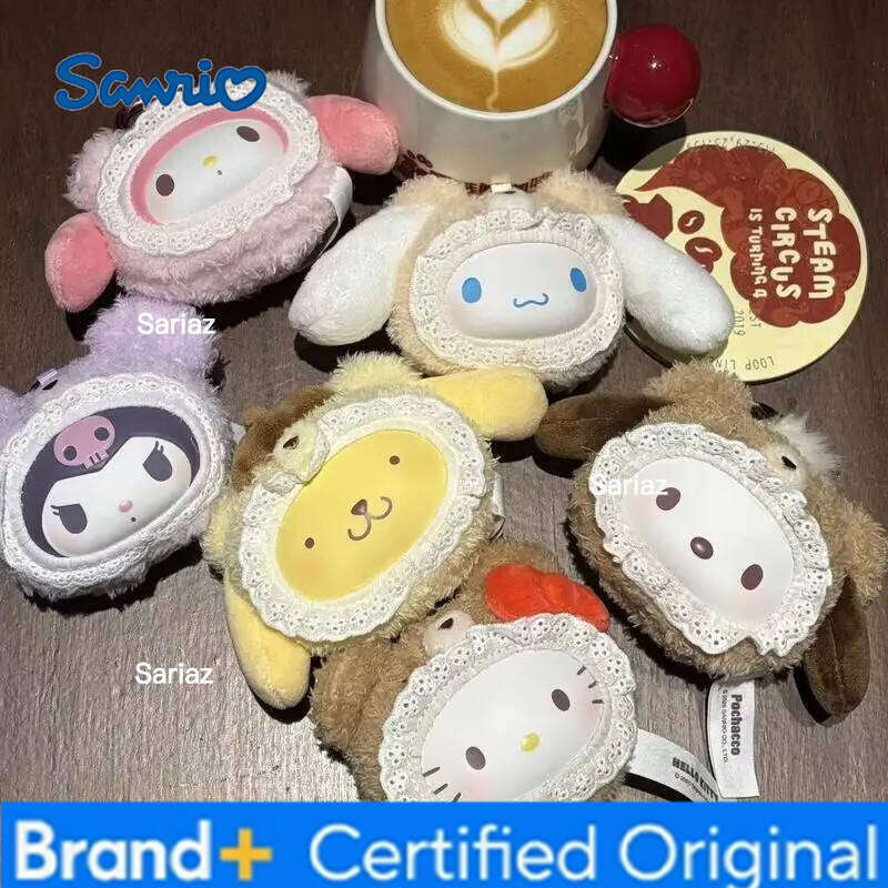 Sanrio Family Bear Series Blind Box Cute Kt Cat Kuromi Melody Plush Pendant Keychain Doll Surprise Gifts H260121