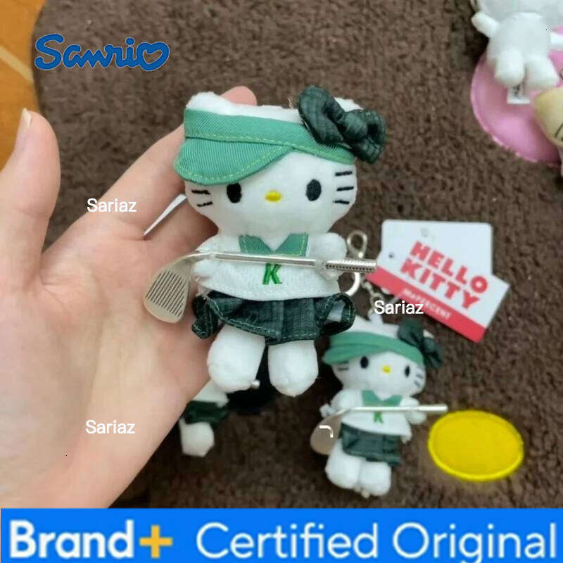Sanrio 8CM Hello Golf Plush Keychains cute sailor Kitty cat Sweet Sleeping Kitten Stuffed Doll Bag Charm Girl Gift H260121