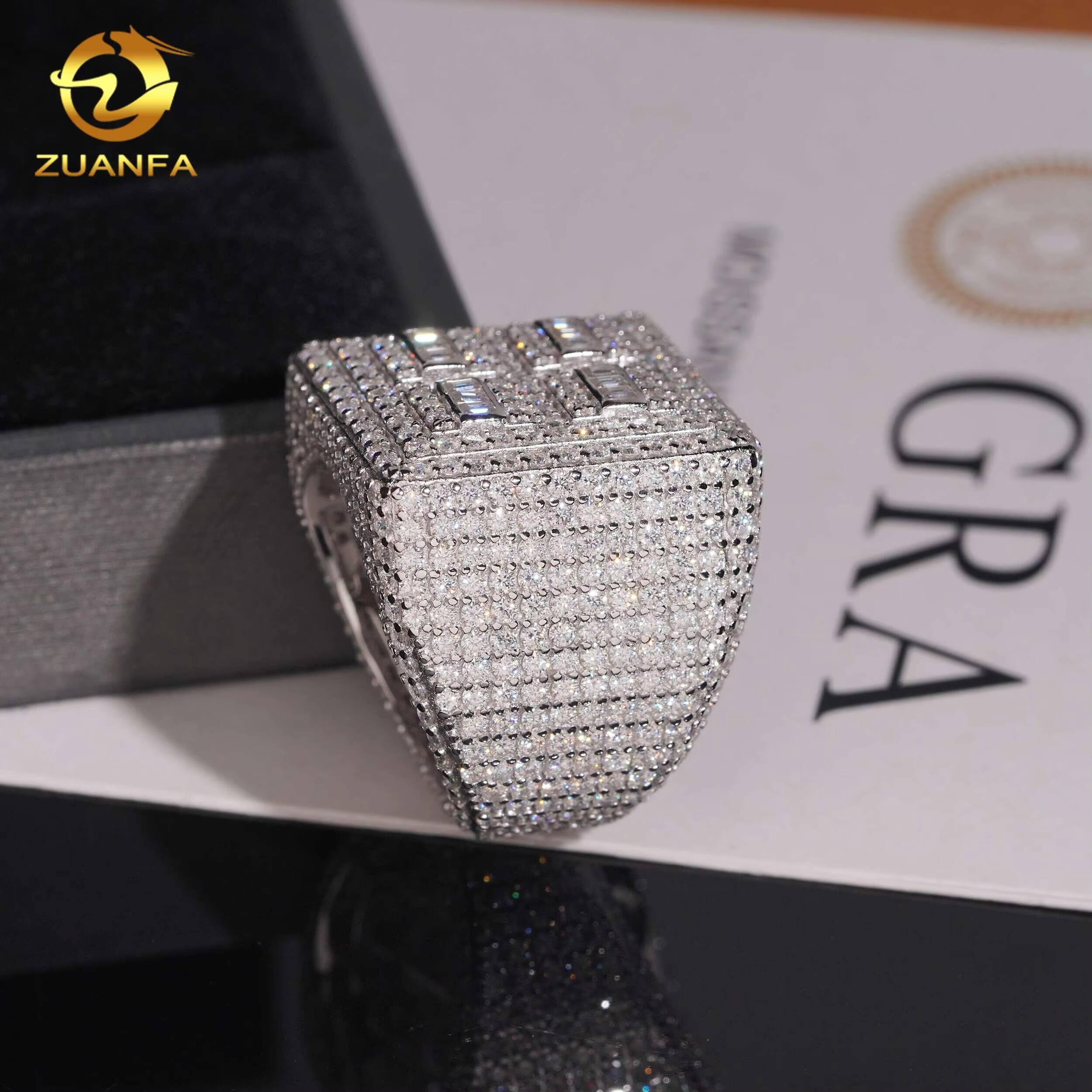 New Design High Quality Square Full Iced Out Championship Ring 925 Moissanite Ring Iced Out Ring Men Diamond Ring Circle Ring