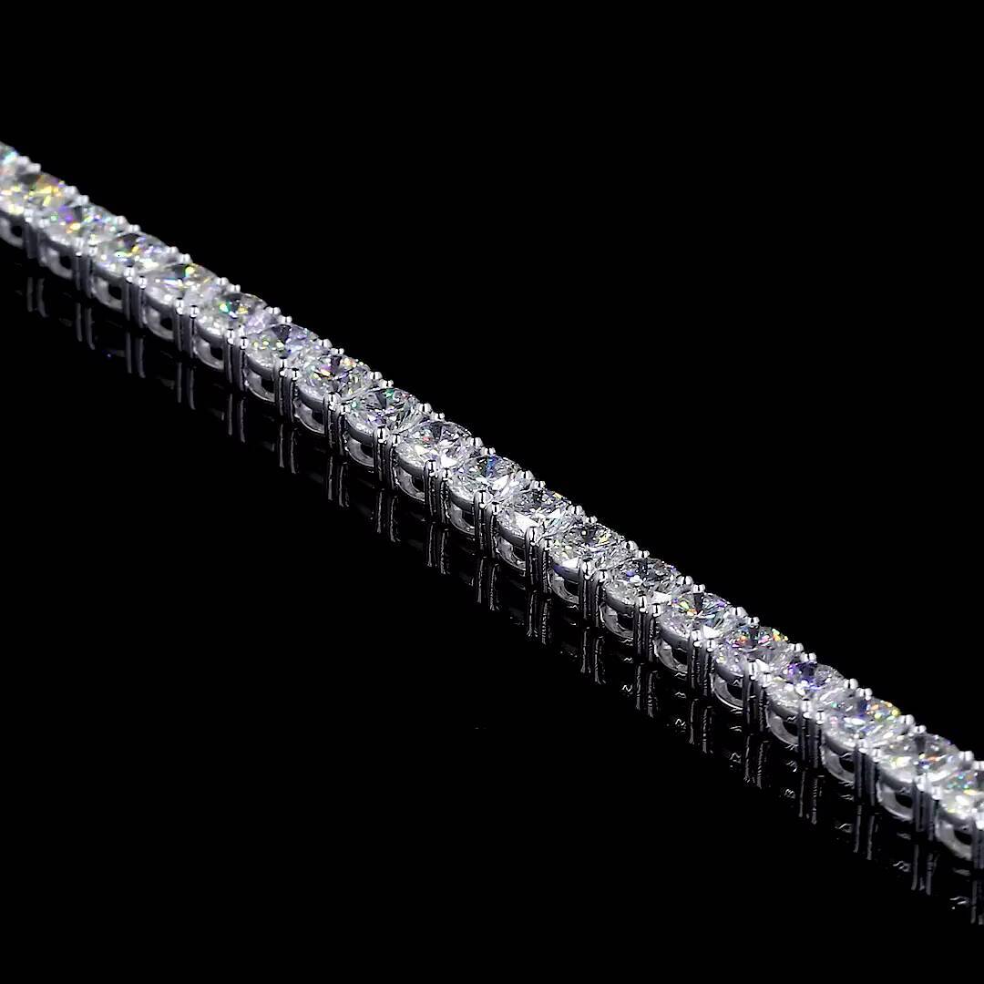 Womens Classic 14K Gold Lab Grown Diamond Tennis Bracelet Round Shape Diamond with Flexible Size