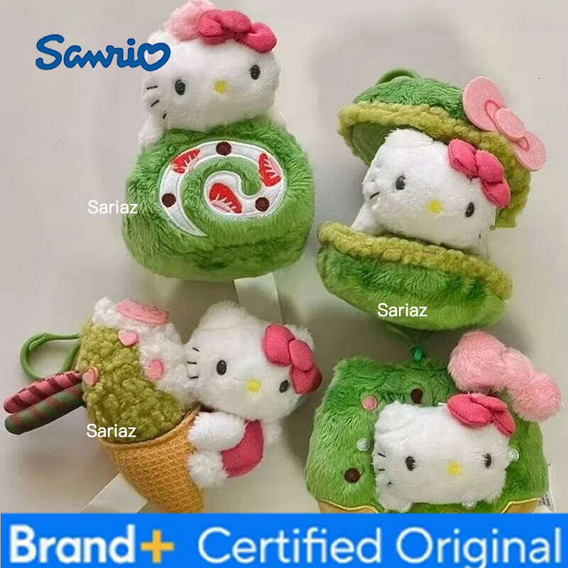 Sanrio NEW Matcha Ice Cream Series Hello Cartoon Creative Plush Toys Pendant Dessert Kitty cat bag Accessories Charm Gift H260121
