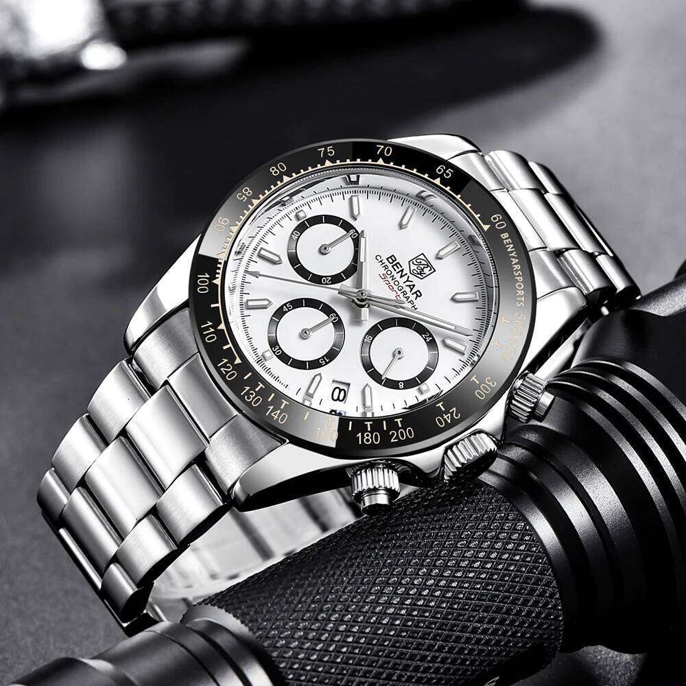 Relojes Hombre 2024 BENYAR New Men Luxury Brand Chronograph Male Sport Watches Waterproof Stainless Steel Quartz Watch 26W01121