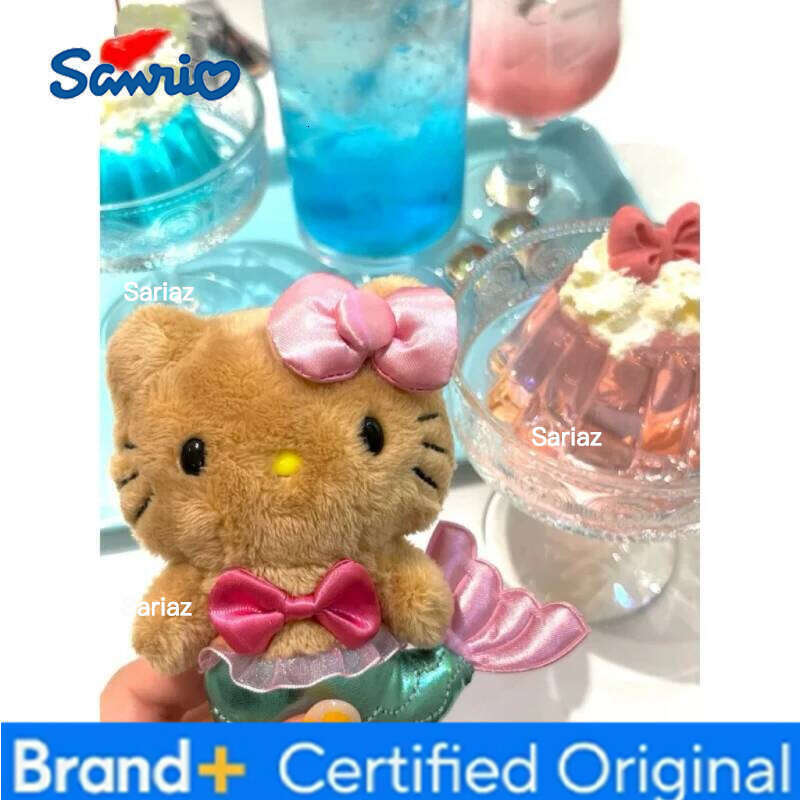 Sanrio Anime Black Leather Hellokitty Mermaid Hawaiian Series KT Keychain Gift Plush Doll Storage Bag Pendant gift H260121