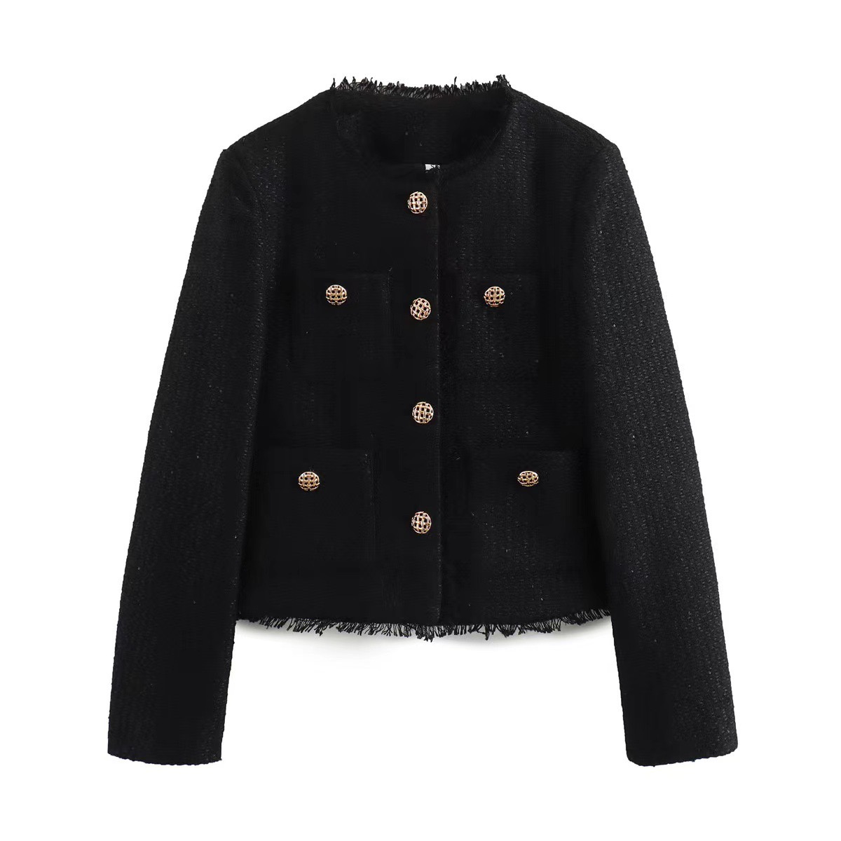 Chic Female Tweed Basic Jacket Coat Women Clothing Woolen Outerwear Long Sleeve Front Button Female Outerwear Chic Tops Y251105