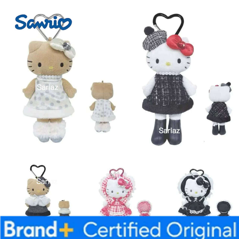 Sanrio winter lady series Hello Beret Plush doll Pendant Anime dark skin log legs fuzzy Kitty Doll Stuffed Backpack Charm H260121