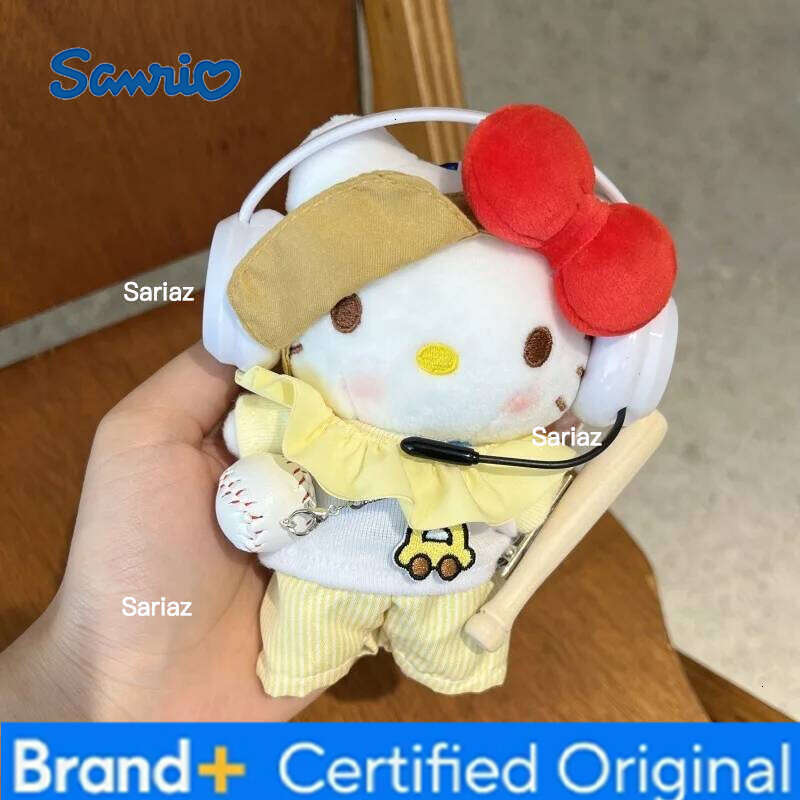 Sanrio HelloKitty Plush Keychain Super Cute Milk Yellow Baseball Player Kitty Cat DIY Decorative Handbag Pendant Accessories Girl Gift H260121