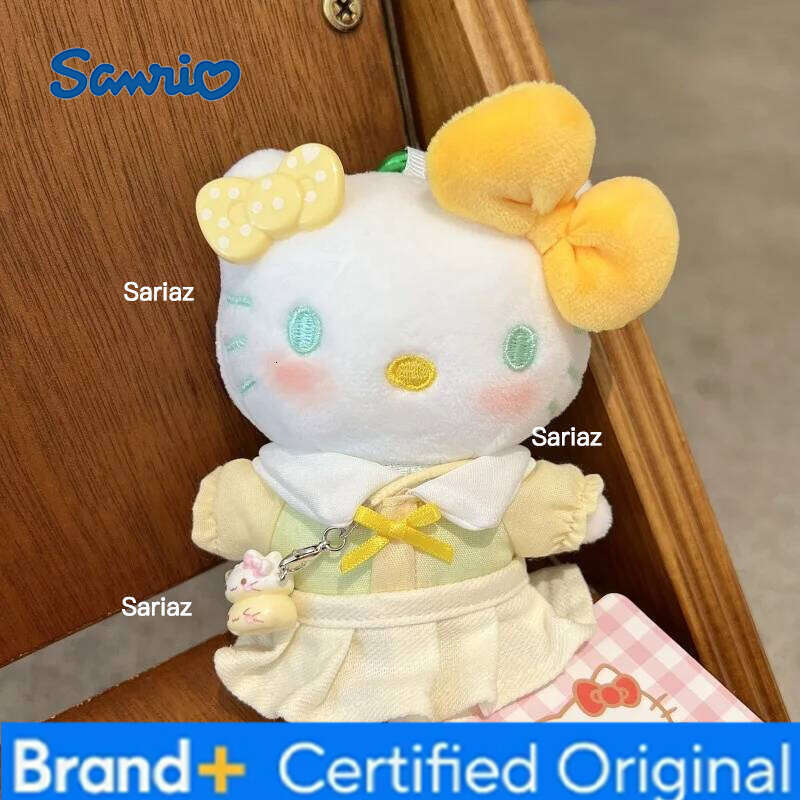 Sanrio Yellow Themed Series HelloKitty Keychain Holding Bouquetfull of Spring Kitty DIY Bag Plush Doll Pendant Girls Gift H260121