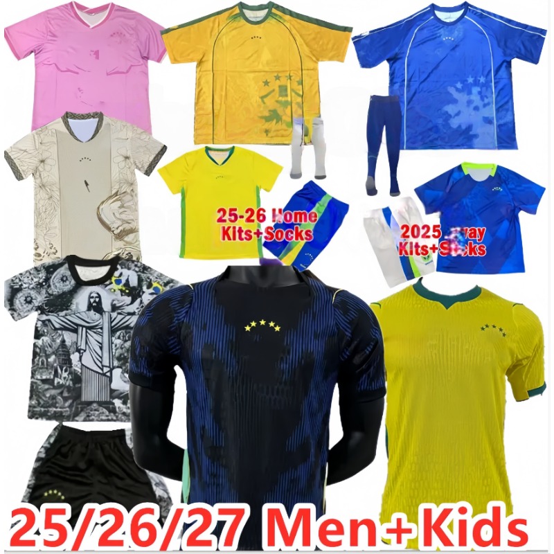 2025 BraziLs Soccer Jersey 25 26 Copa America Cup NEYMAR VINI JR Paqueta Raphinha BrasIL National Team Football Shirt JESUS Special Mens Kids Kit Sets FRED RODRYGO