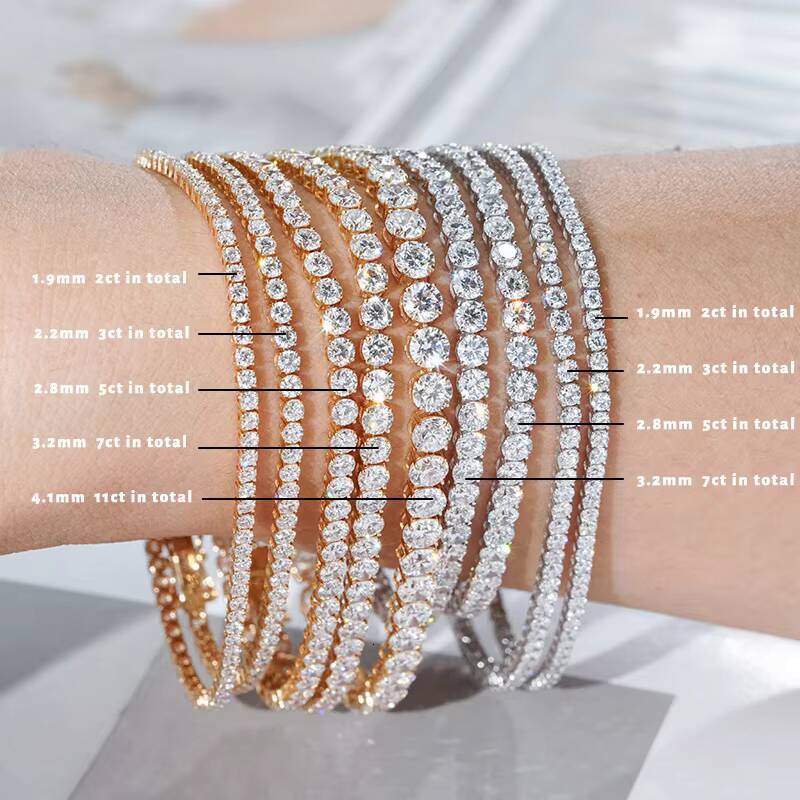 Starsgem Diamante Tennis Bracelet Fine Jewelry Round Lab Grown Diamant 24mm 27mm Man Made Diamond Tennis Bracelet