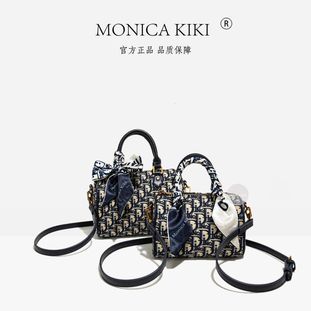 Monica kiki Foreign Trade Canvas Jacquard Embroidery Handheld Pillow for Women, Internet Celebrity Single Shoulder Crossbody Boston Bag