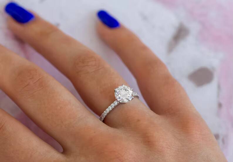 100 Passed Diamond Tester 925 Sterling Silver Wedding Engagement Ring for Women Lab Grown Diamond Wedding Band Ring for Women