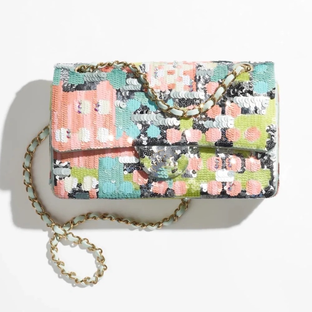Luxury Sequins Mirror Quality Designer Bags Women Purse Lady Sac Evening Shinning Flap Cover Wallet On Chain Full Handmade Purses Small Shopping Bag