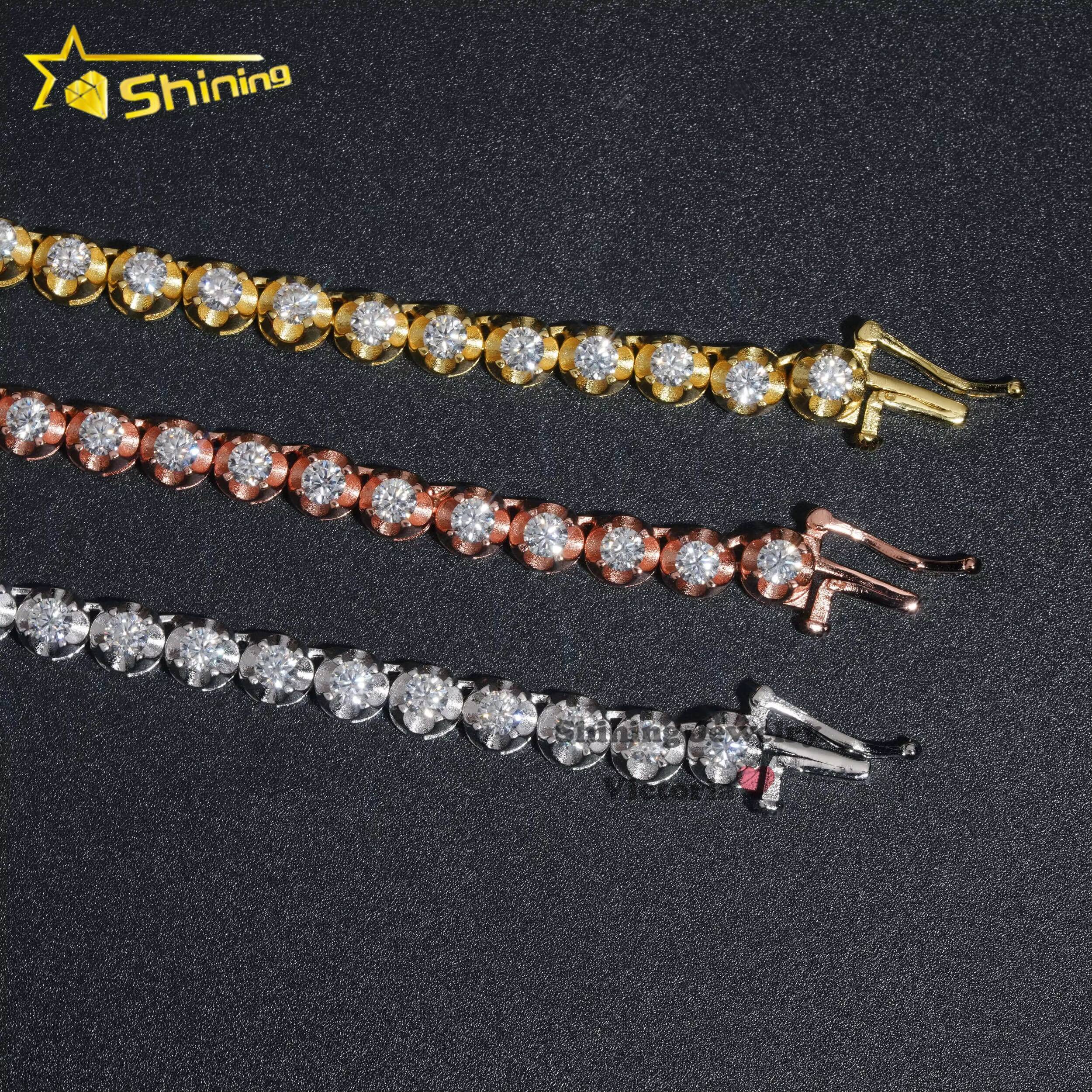 New Design Luxury Men Women Hip Hop Iced Out Fine Jewelry 3MM 4MM Lab Diamond S925 Silver Vvs Moissanite Tennis Chain Necklace