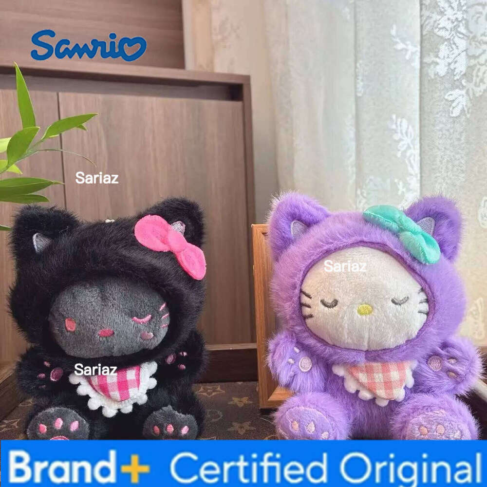 Sanrio Cartoon Sexy Leopard Bow Cat Hello Kitty Pendant Kawaii Japanese Ornament Birthday Party Gifts Plush Doll Bag Charm Decor H260121