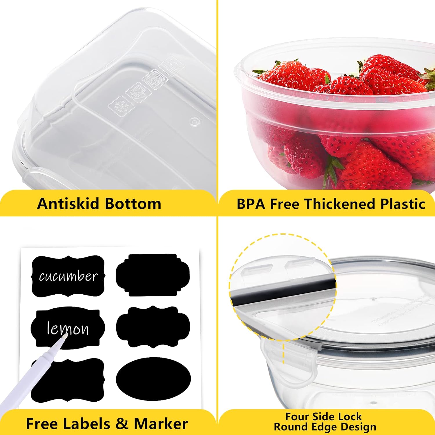 34 PCS Food Storage Containers Set with Airtight Lids- BPA-Free Plastic Food Container for Kitchen Storage Organization, Fruit Meal-prep Containers wi
