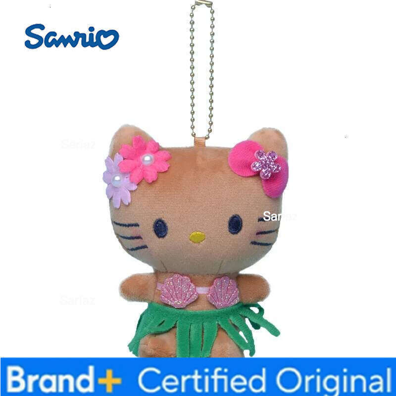 Sanrio Hawaii Hellokitty Keychain Plush Doll keyring Backpack Pendant Comfortable And Soft Girls Toy Gift H260121