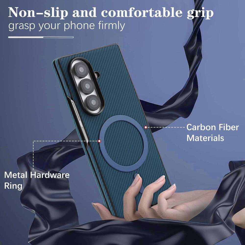 Luxury Ultra Thin Carbon Fiber Leather Phone Case For Samsung Galaxy Z Fold 7 6 5 4 3 Retro Business Magnetic Cover Z260121