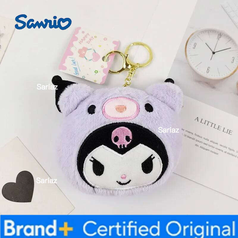 Sanrio Kuromi Plush Keychain Wallet Melody Cinnamoroll Plushies Coin Purse Earphone Organizer Bag Pendant Key Ring Girls Gifts H260121