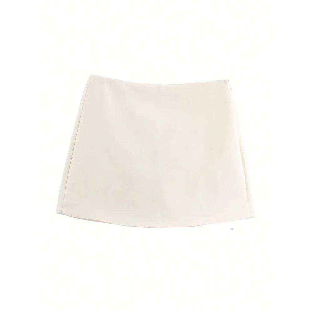 HH Women Elegant Beige Casual High Waist Slim Mini Skirts Side Zipper Summer Office Lady Chic Shorts