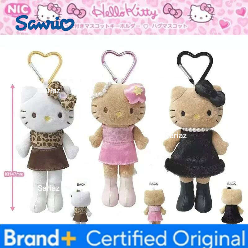 Sanrio 4 Style Kawaii Hello Kitty Leopard Long Leg Doll Black Animation Peripheral Cute Plush Keychain Girls Gifts H260121