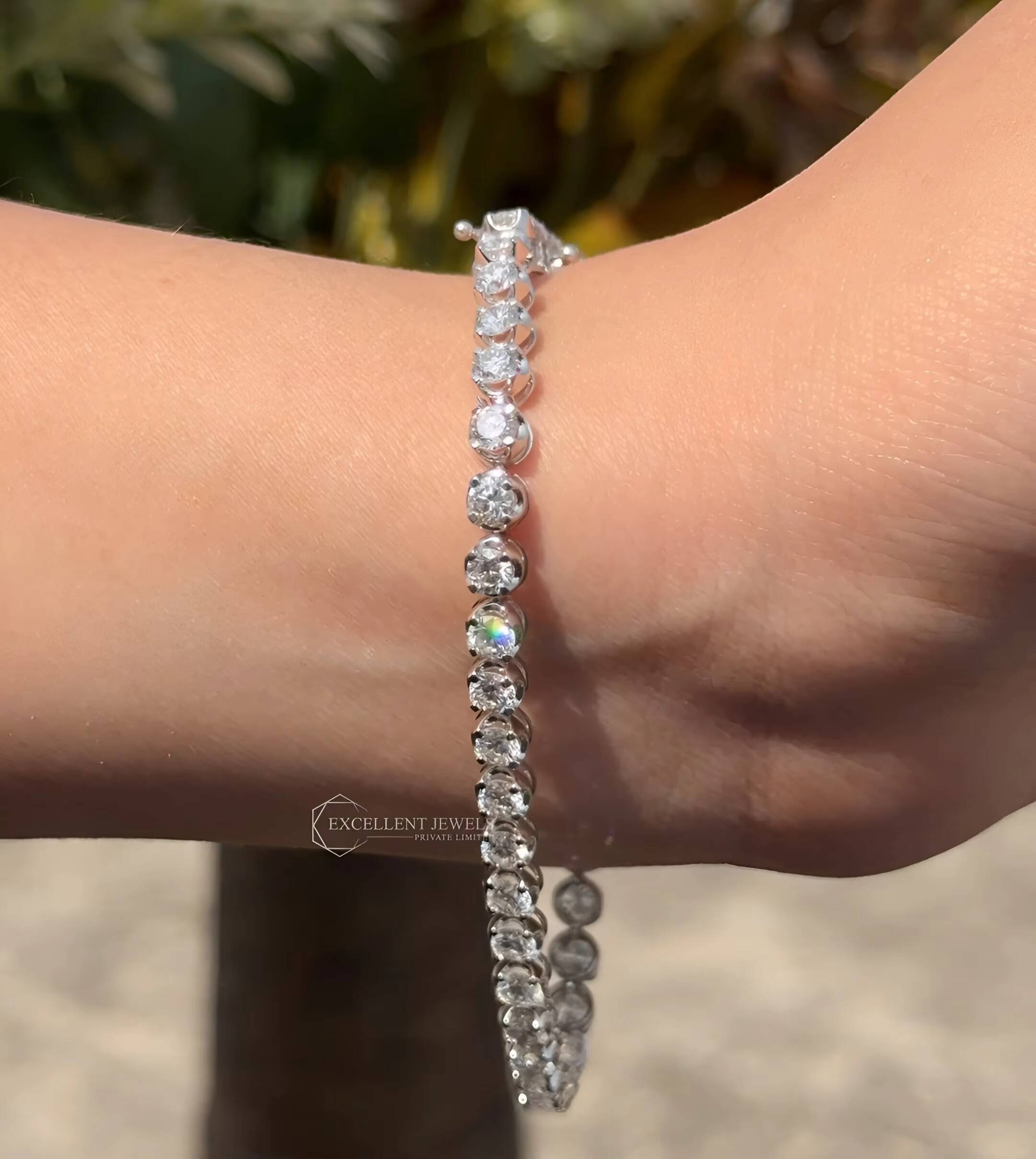 IGI Ct Round-Cut Diamond Tennis Bracelet Custom Luxury Jewelry 14K Solid White Gold Lab Grown HPHT High-grade Cute Unisex