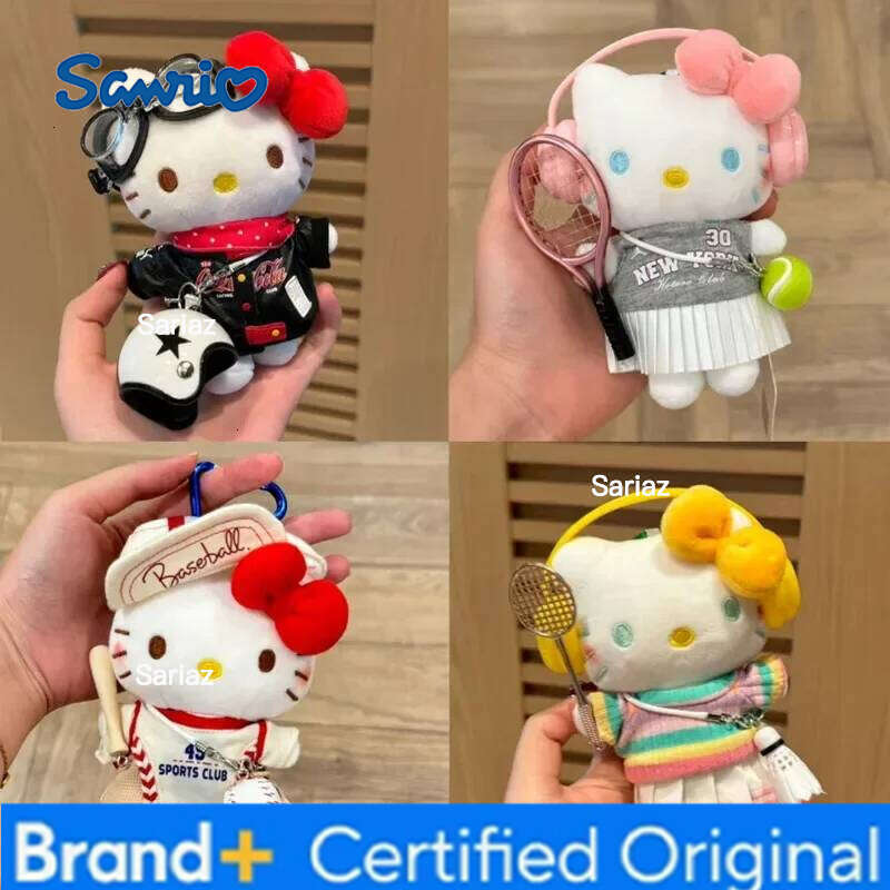 Sanrio Cartoon Anime Hello Kitty Bag Cute Creative Kt Plush Doll Decoration Car Keychain Pendant Girl Festival Gift H260121