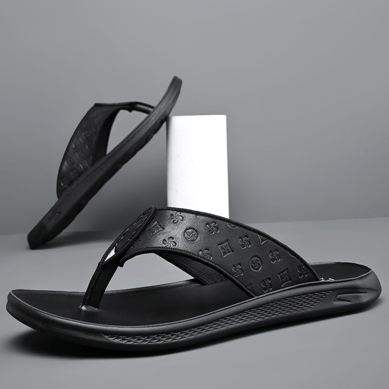 2026 Summer New Embossed Design Casual Trend Anti Slip Men Flip Flops High Quality Beach Versatile Slippers Size 38-44 Free Shipping Black Brown