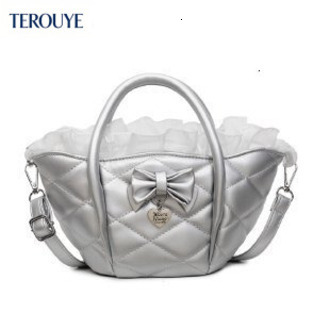 TEROUYE Korean style niche quilted design women s handbag autumn and winter new cute and sweet Y K style shoulder bag bow style Luxury bag