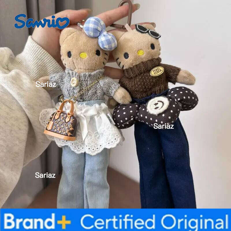 Sanrio Miniso Black Skin Long Legs Hello Kitty Kawaii Plush Doll Ins Korean Backpack Pendant Cartoon Anime Gift H260121