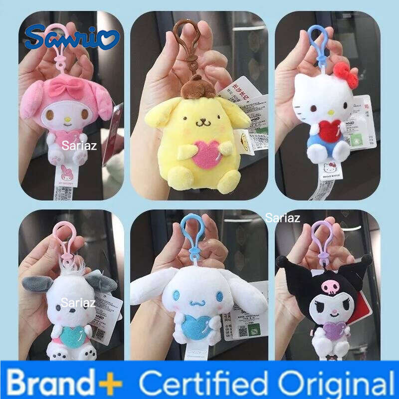 Sanrio Hello Kitty Bag My Melody Plushies Kuromi Cinnamoroll Pompom Purin Plush Pendant Doll Kids Birthday Gifts H260121