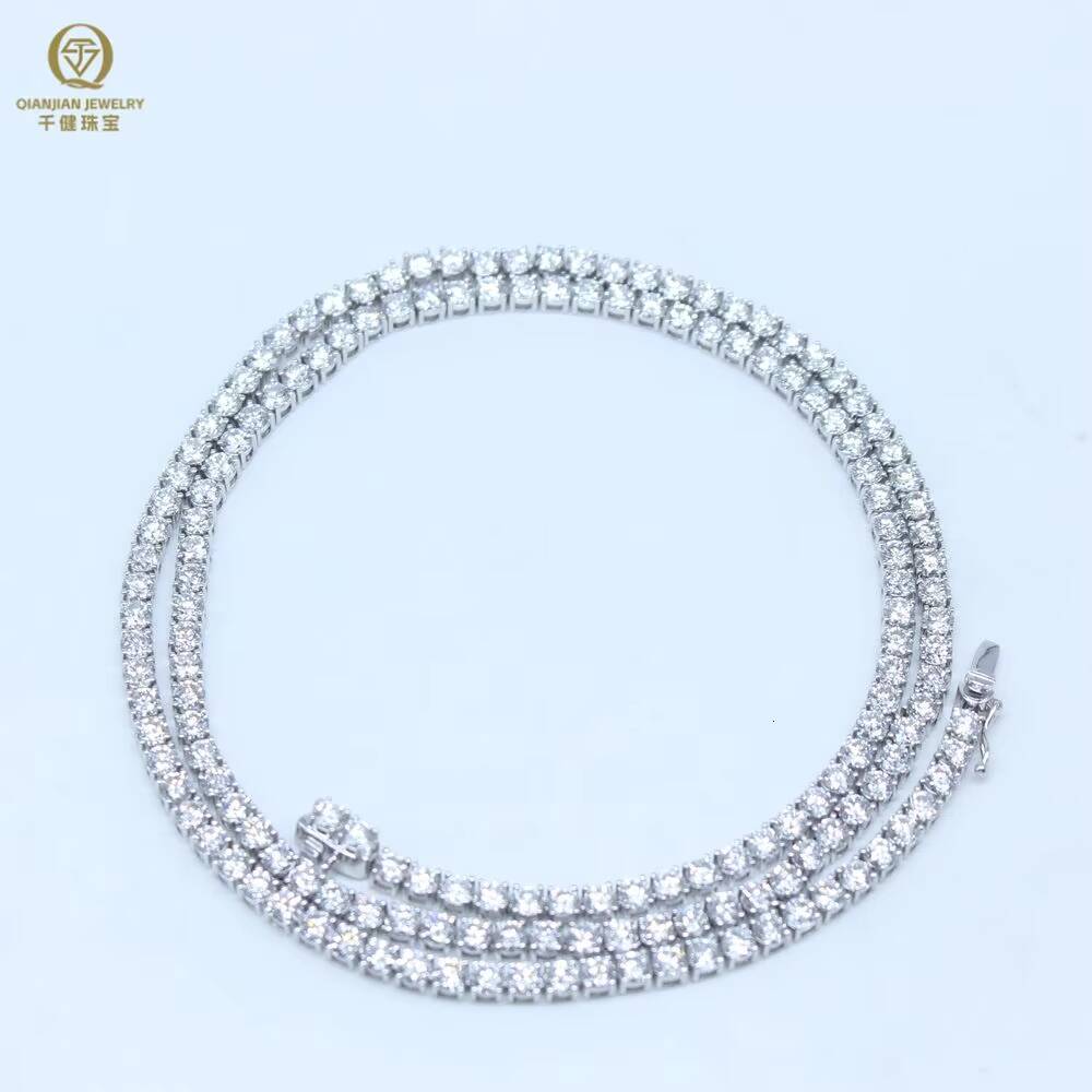 Qianjian Brand Jewelry 14K Gold EF/VS Lab Diamond Tennis Link Chain 65mm 20inches Lab Grown Diamond Chain for Men/Women