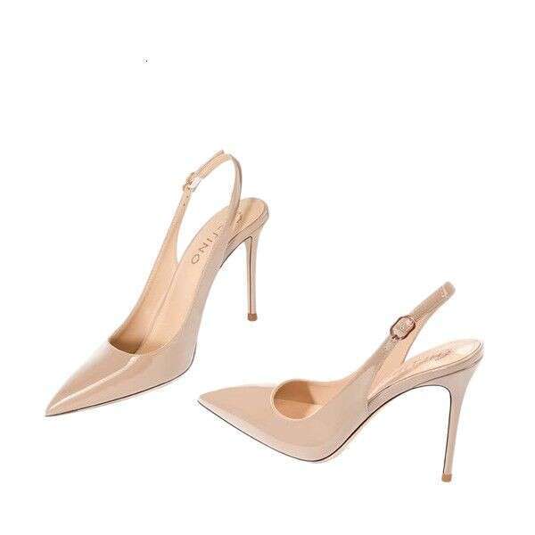 Pointed Toe Stiletto Patent Single Back Strap Hollow Sandals Professional Office Formal OL Leather Shoes