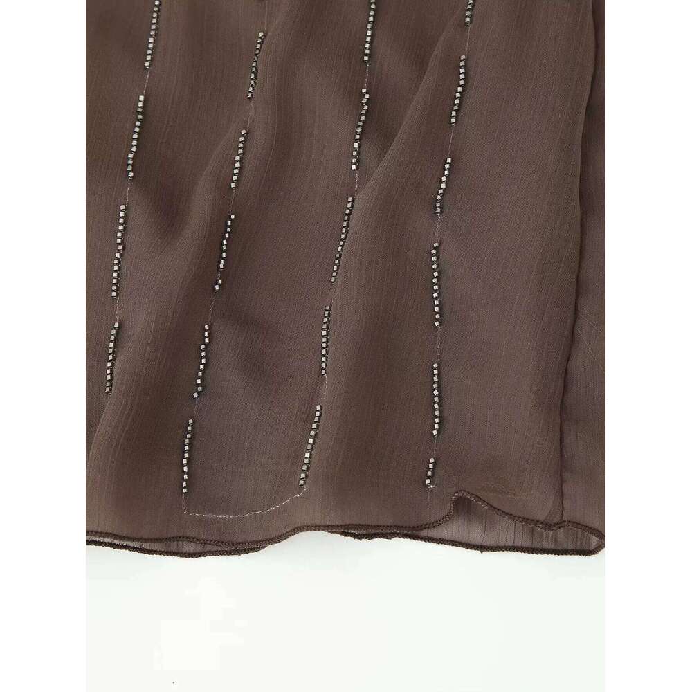 2025 new summer women's casual fashion simple sexy versatile beaded sequin embroidered suspender mini dress