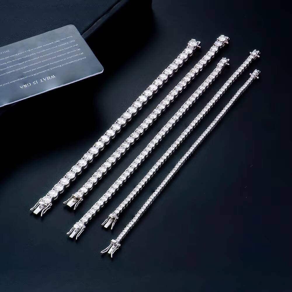 Wholesale 925 Sterling Silver Tennis Chain Bracelet Elegant 3mm Moissanite HipHop Jewelry Moissanite Tennis Chain for Men Women