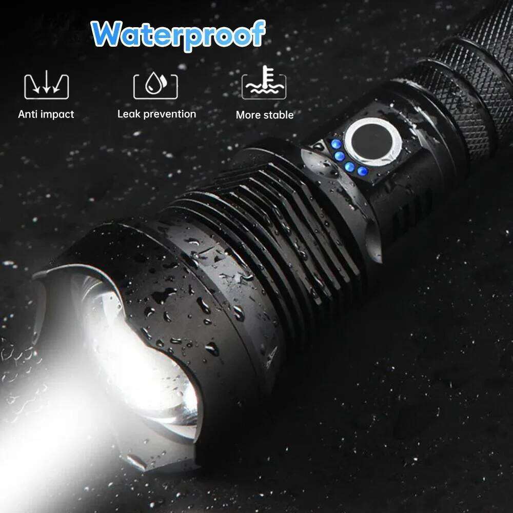 High Power LED Flashlight Super Bright Lantern Zoom Tactical Torch USB Rechargeable Powerful Hand Lamp Camping Outdoor Fishing Z260121