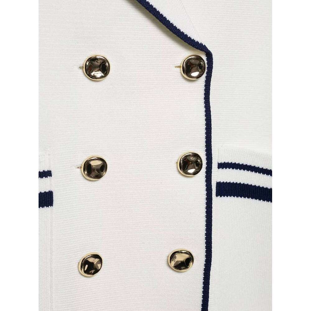 2025 summer new women's casual fashion commuter double-breasted button trim knitted vest jacket top