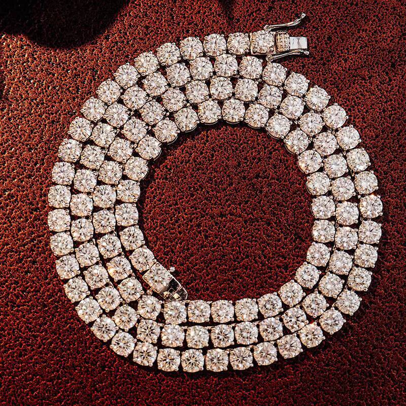 Wholesale Factory High-quality Tennis Chain 3mm 4mm 5mm 925 Sterling Silver Laboratory VVS Hip-hop Silica Necklace