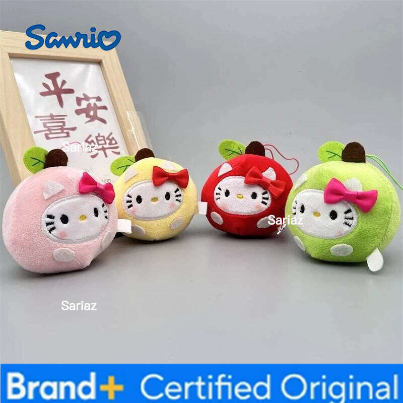 Sanrio New Cute Kitty Keychain 3-Inch Apple Shaped Plush Toy Chain Car Decoration Doll Christmas Birthday Gift H2601211