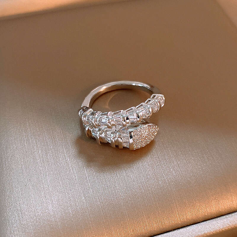 Zirconia Geometric Ring for Index Finger Open-Style Fashion Jewelry Luxury-Inspired Elegance for Women's Hand Jewelry