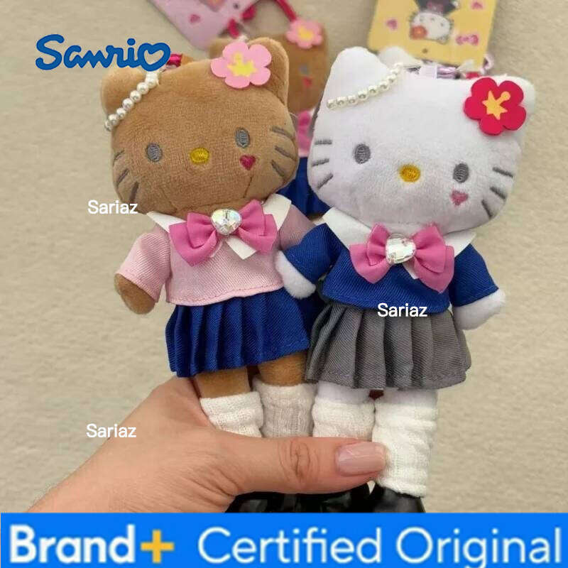 Sanrio Hello Kawaii Plush doll Pendant Cartoon JK pleated skirt Kitty Long Leg Doll Toy Keychain Uniform backpack charm H260121