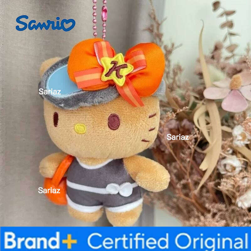 Sanrio New Plush Keychain Hello Black Skin Bag Charm Jeju Limited Haenyeo Kitty Kawaii Backpack Pendant Orange Bow Gifts H260121