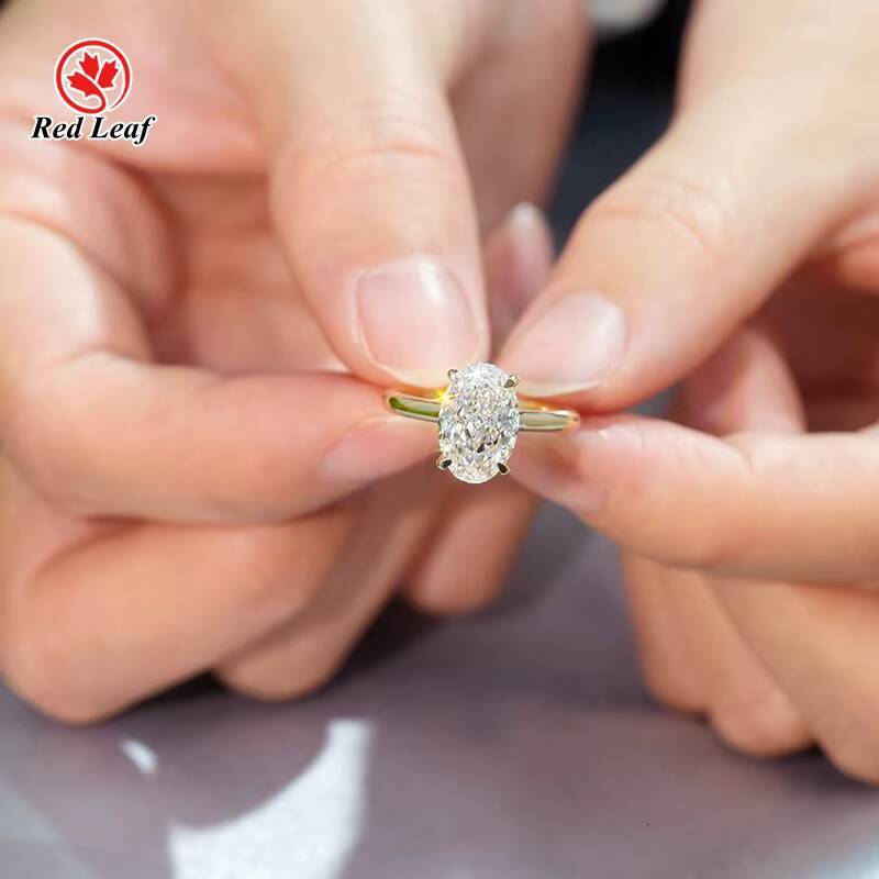 Redleaf Luxury 5CT Oval Cut Lab Grown Diamond Ring 14K Gold Lab Created Diamond Engagement Rings Womens Special Occasions