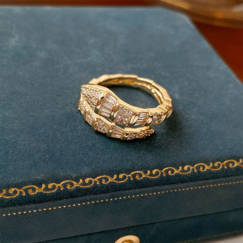 Zirconia Geometric Ring for Index Finger Open-Style Fashion Jewelry Luxury-Inspired Elegance for Women's Hand Jewelry