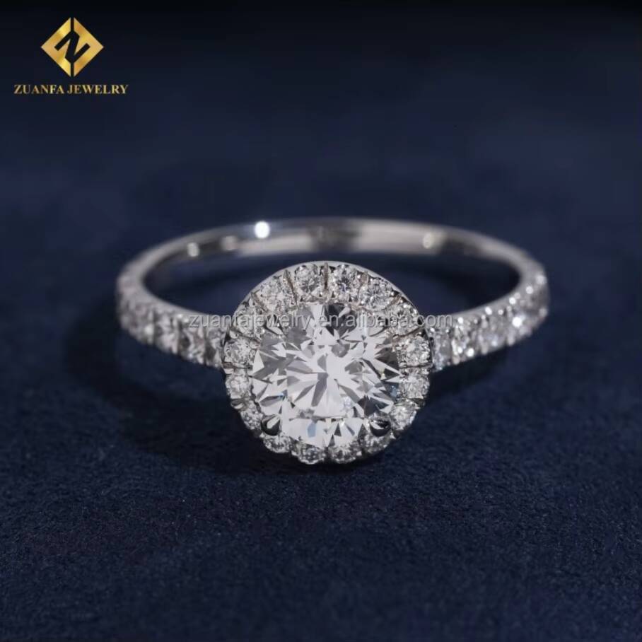 Customized 18k White Gold Luxury Fiance Jewelry 110 Ct Round Excellent Cut Lab Grown Diamond IGI Certificate Engagement Ring