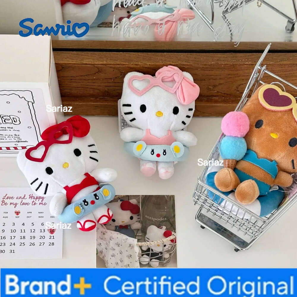 Sanrio New Plush Stuffed Soft Doll Keychain Cartoon Hello Kitty Plushies Bag Pendant Accessories Girls Gift Toys H260121