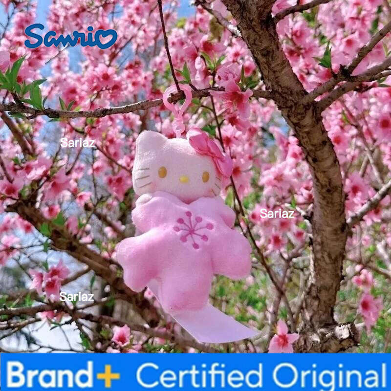 Sanrio s Black Skin Cherry Blossom Series Doll Sakura Hello Kitty Plush Toys Kawaii Keychain Backpack Pendant gift H260121