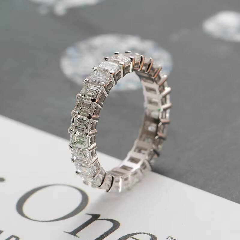 MaiYi Custom 9K/10K/14K/18K Gold Real Lab Grown Diamond Ring Tennis Ring Baguette Ring for Engagement Wedding