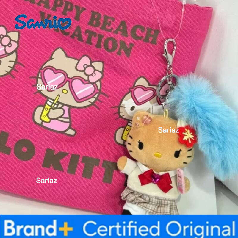 Sanrio Pink Leopard Print Bikini Dark Skin kitten Dolls Keychains Cartoon JK Uniform Kitty Plush Accessories Bag Pendant H260121
